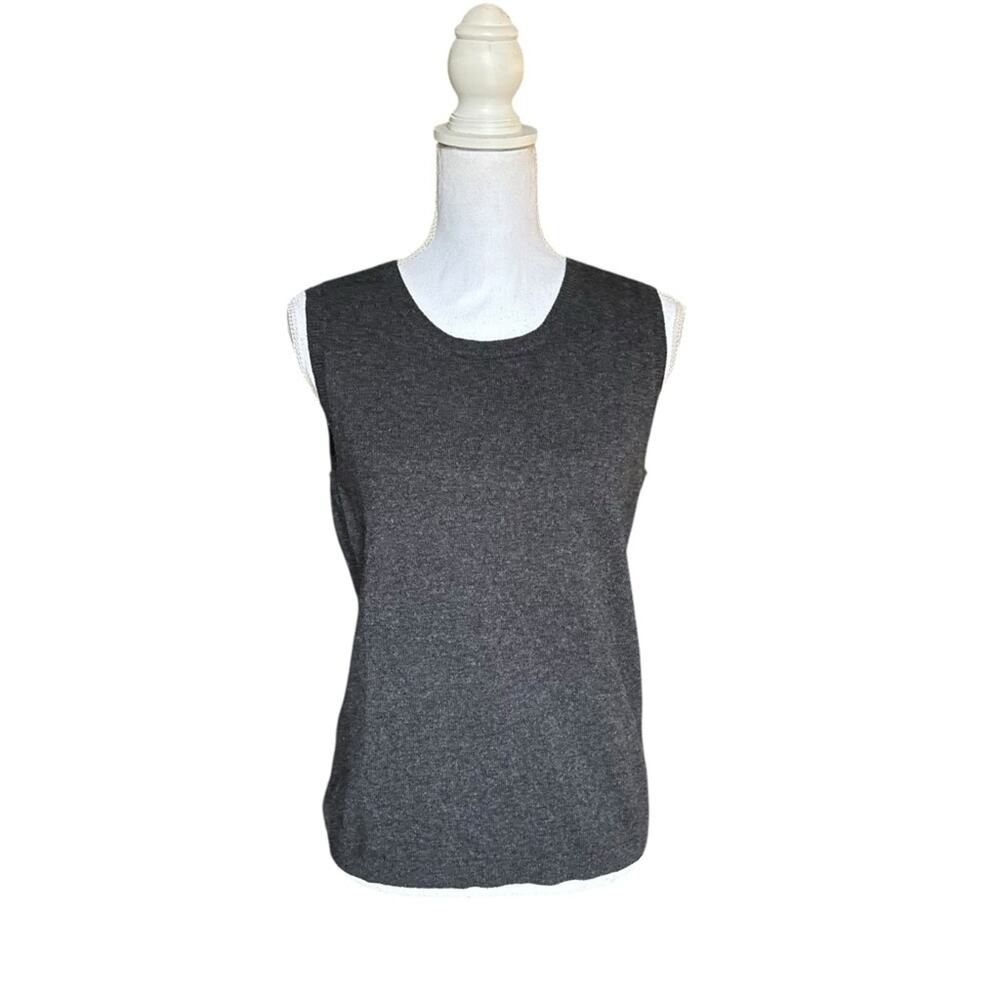 NWT- C by Bloomingdale’s Cashmere Dark Charcoal Sleeveless Top - Size Large